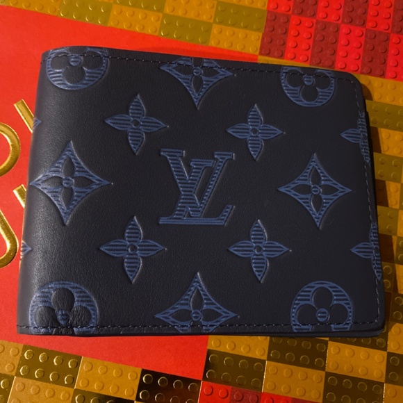 Louis Vuitton multiple vachette leather monogram shadow navy blue wallet. RARE! - Picture 2 of 6